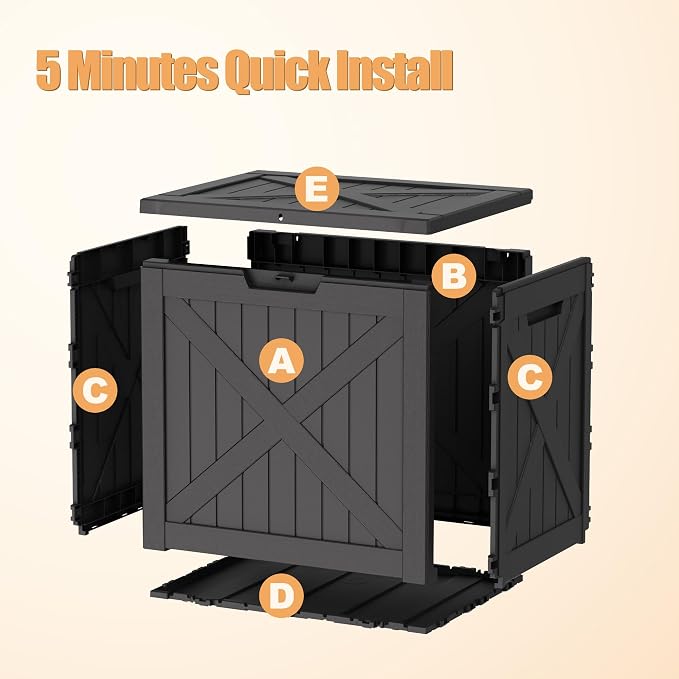 35 Gallon Waterproof Resin Deck Box, Outdoor Lock Toy Storage Bins Container for Patio Cushions Garden Tools, Delivery Box, Black