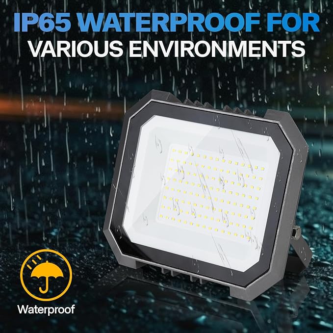 Leddictive 2 Pack LED Flood Lights Outdoor, 150W 15000LM Super Bright Floodlight Outside Work Light with 5.9FT Plug, IP65 Waterproof 6000K Outdoor LED Flood Light for Garage, Yard, Lawn, Garden