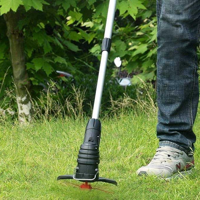 Electric Weed Wacker Cordless Stringless Garden Tool Cordless Lawn Trimmer Cordless Rechargeable Grass Trimmer String Grass Trimmer with 20 Blades for Garden Lawn Weeding (U.S. regulations)