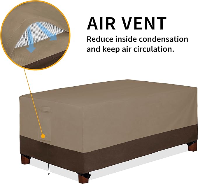 Easy-Going 600D Heavy Duty Rectangular Table Cover UV Resistant and Waterproof Outdoor Lawn Patio Furniture Cover (84" Lx44 Wx23 H, Camel/Dark Brown)