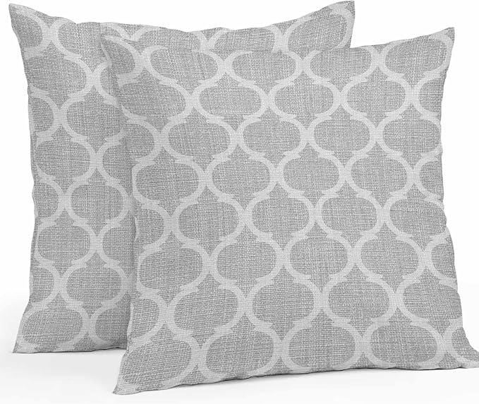 Grey Moroccan Outdoor Pillow Covers 24x24 Inch Throw Pillow Covers Set of 2 Waterproof Decorative Pillow Cases Vintage Ethnic Abstract Geometric Stripes Cushion Covers for Patio Furniture Garden Couch