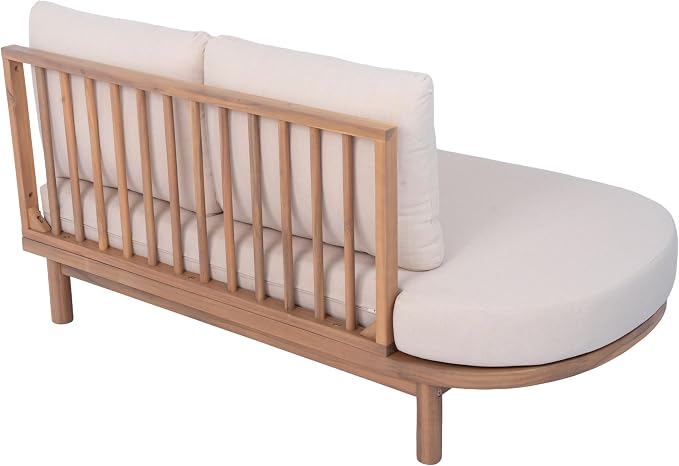 Christopher Knight Home Gemsy 118" Acacia Wood Outdoor Patio Furniture Set with Cushion, Outdoor Half Moon Curved Sectional Sofa Set with Coffee Table, Patio Sectional Sofa Set, Beige+Light Teak
