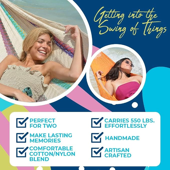 Handmade Matrimonial Hammock - Hammocks Rada Handmade Yucatan Hammock - Artisan Crafted (Tequila)