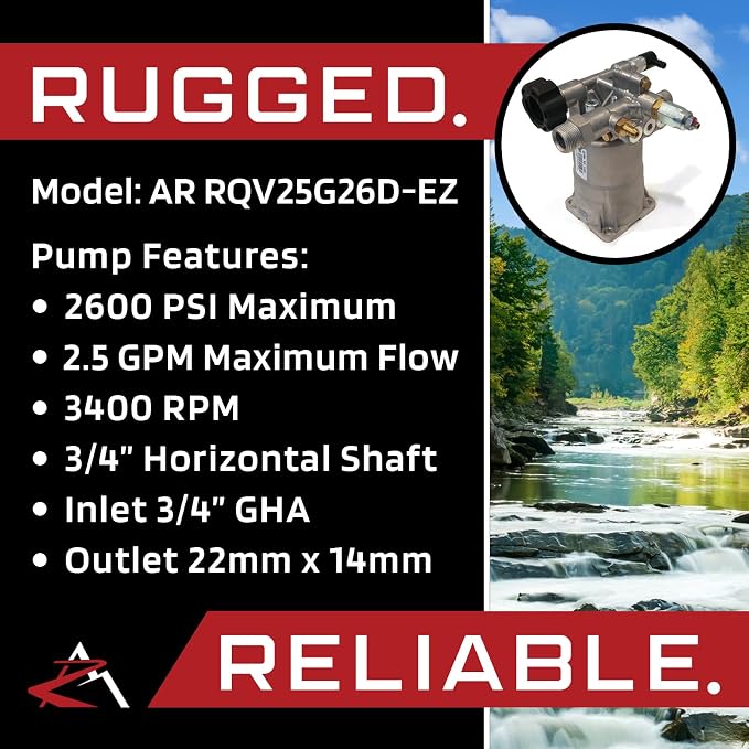 The ROP Shop OEM AR 3/4" Shaft 2600 PSI Gas Pressure Washer Pump for MI-T-M WP-2400-0MTB, CM-2003