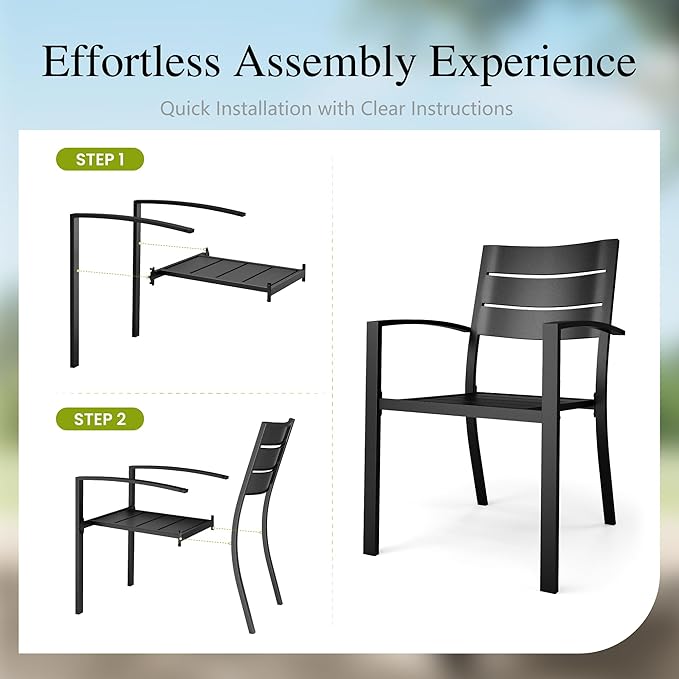 Sophia & William Patio Dining Set Metal Outdoor Table and Chairs Furniture Set 7 Piece, Large 59" Dining Table with Umbrella Hole and 6 Backyard Garden Chairs Support 300LBS for Deck, Lawn, Garden