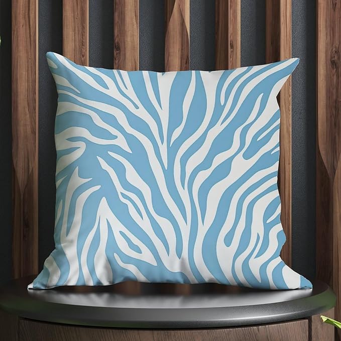 Blue Tiger Print Cushion Cases Animal Tiger Print Throw Pillow Covers 16x16 INClassic Accent Farmhouse Decor Pillow for Sofa Bed Chair Car