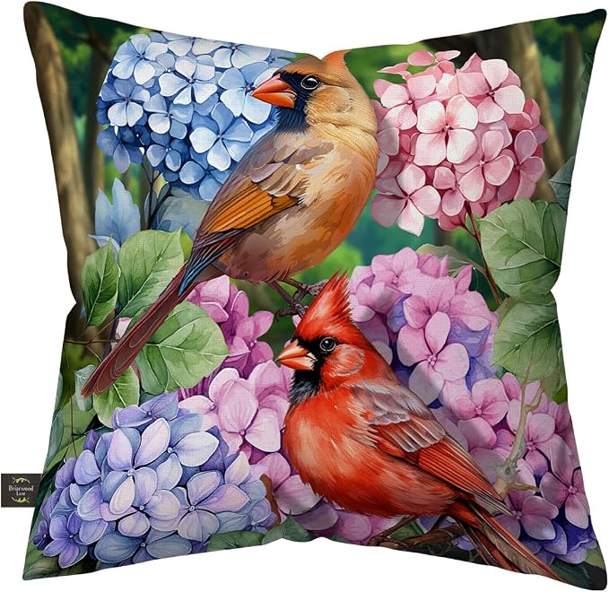 Briarwood Lane Spring Indoor/Outdoor Pillow 17x17 Perched Cardinals for Spring Pillow