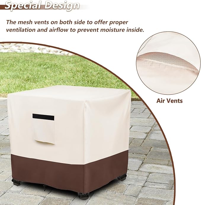 Waterproof Patio Small Side Table Cover,Square Outdoor Ottoman Covers,Heavy Duty 600D Patio Wicker Side Table Cover,Fits Square PatioTable, All-Weather Furniture Protection.22"W x 22"D x 18"H