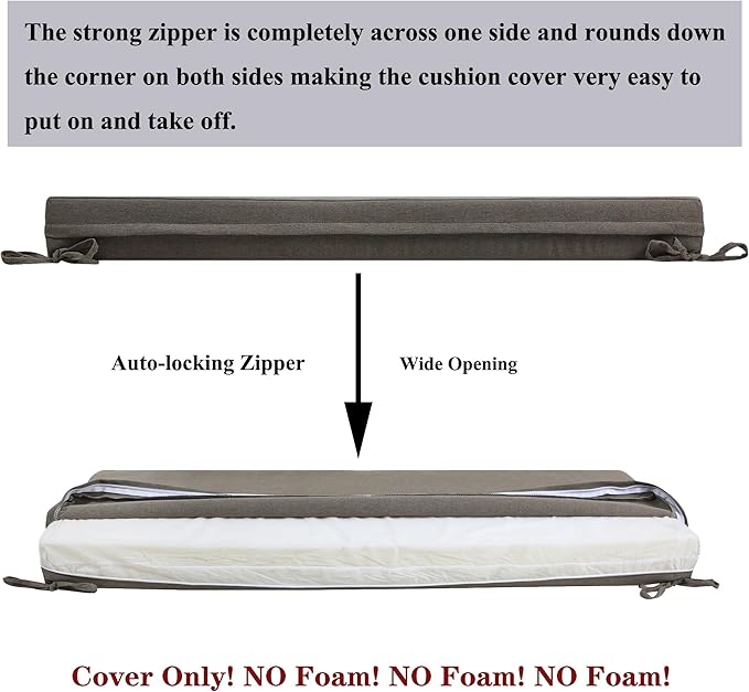 FUNHOME Outdoor Bench Cushion Covers,54" x 18" x 3", No Insert! Patio Bench Cushion Covers for Outdoor Furniture,Water Resistant Patio Loveseat Cushion Covers 1 Pack, Beige(Covers ONLY)