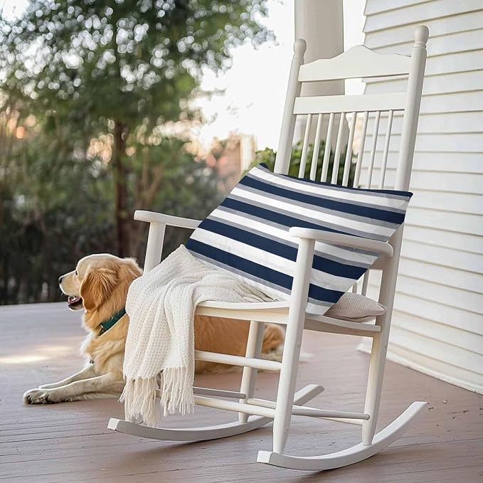 Minimalist Blue Grey White Line Outdoor Pillow Covers 20x12in Pack of 2 Waterproof Pillowcase Classic Colorful Ombre Stripe Decorative Throw Cushion Case for Patio Couch Sofa