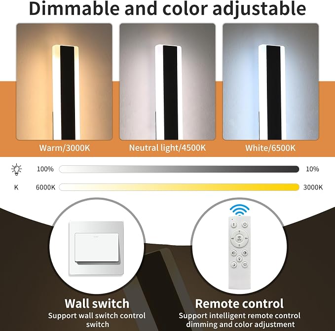 47inch Outdoor Wall Sconces, Dimmable 3000K-6000K Exterior Long Wall Lights, IP65 Waterproof, Modern Wall Mounted Light Fixture for Patio, Garage, Porch, Yard with Remote Control