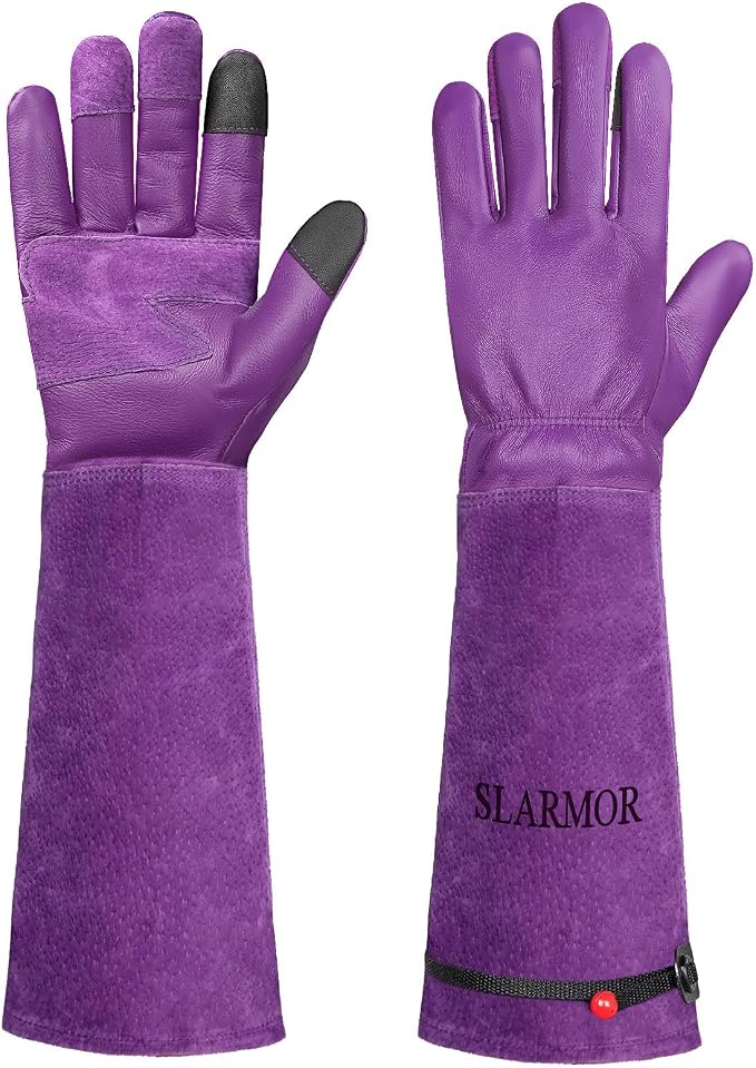 Gardening Gloves for Women Men, Long Thorn Proof Rose Pruning Glove | Womens Long Leather Garden Glove, Heavy Duty Gauntlet, Work Glove for Weeding, Yard Planting, Best Garden Gifts for Gardener