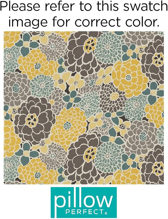Pillow Perfect Bright Floral Indoor/Outdoor Accent Throw Pillow, Plush Fill, Weather, and Fade Resistant, Lumbar - 11.5" x 18.5" , Blue/Tan Lois, 2 Count