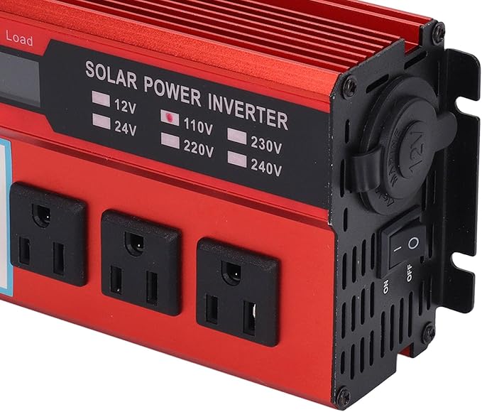 Sine for Wave Inverter, 4000W Peaking Sine for Wave Car Inverter Aluminum Alloy LCD Digital Display 2000W US Plug AC110V for Replacement (12V)