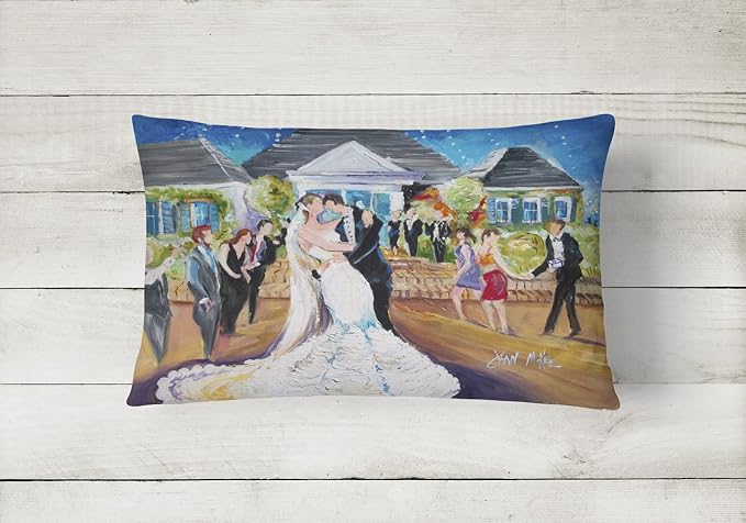 Caroline's Treasures JMK1127PW1216 Our Wedding Day Canvas Fabric Decorative Pillow Machine Washable, Indoor Outdoor Decorative Pillow for Couch, Bed or Patio, 12HX16W