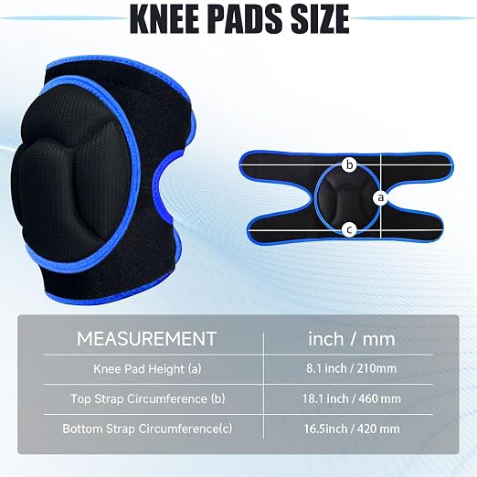 Knee Pads, Thick Sponge Anti-slip, Collision Avoidance Knee Pads, for Gardening Maintain， Running, Mountaineering, House Working (Blue, Medium)