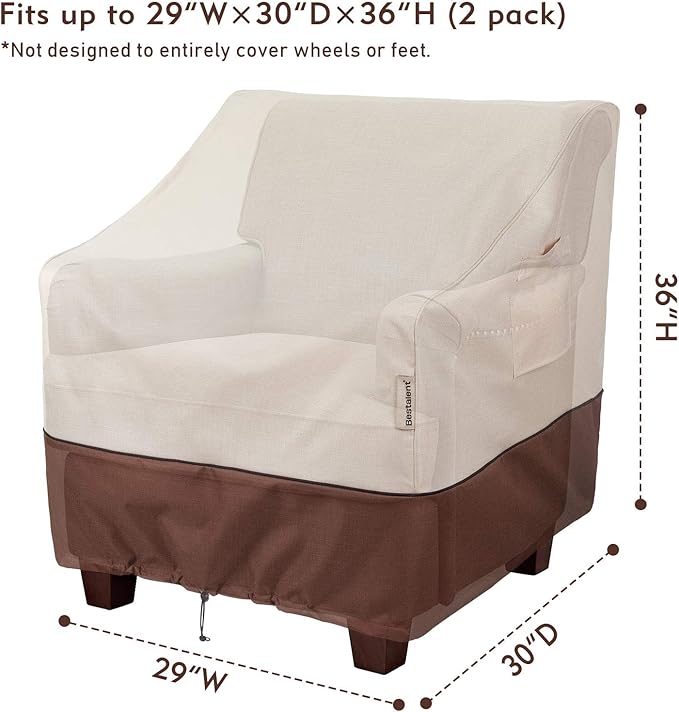 Patio Chair Covers Waterproof Outdoor Furniture Chair Cover Fits up to 29" W x 30" D x 36" H 2pack