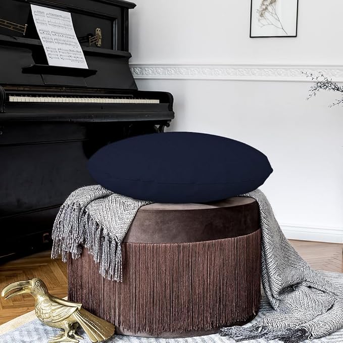 Covers & all Round Pillow Cover, Weather & UV Resistant Water Repellant Protector for Pillows Home Office Living Room Decor Chair Sofa Couch, with Zippers (32" Diameter x 5" H, Navy Blue)