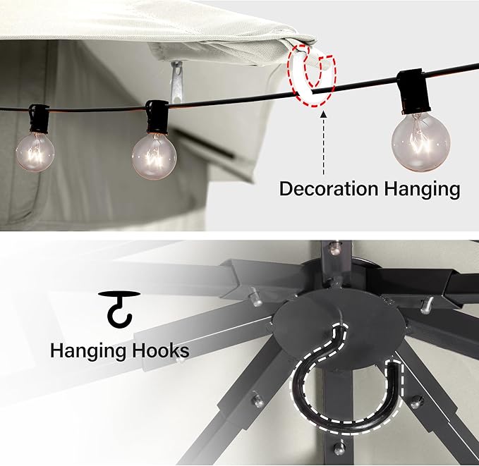 LAUSAINT HOME 10'x10' Outdoor Gazebo, Metal Frame Heavy Duty Patio Canopy Tent Shelter with Double Roofs, Mosquito Nettings and Privacy Screens for Backyard, Garden, Lawn, Cream White