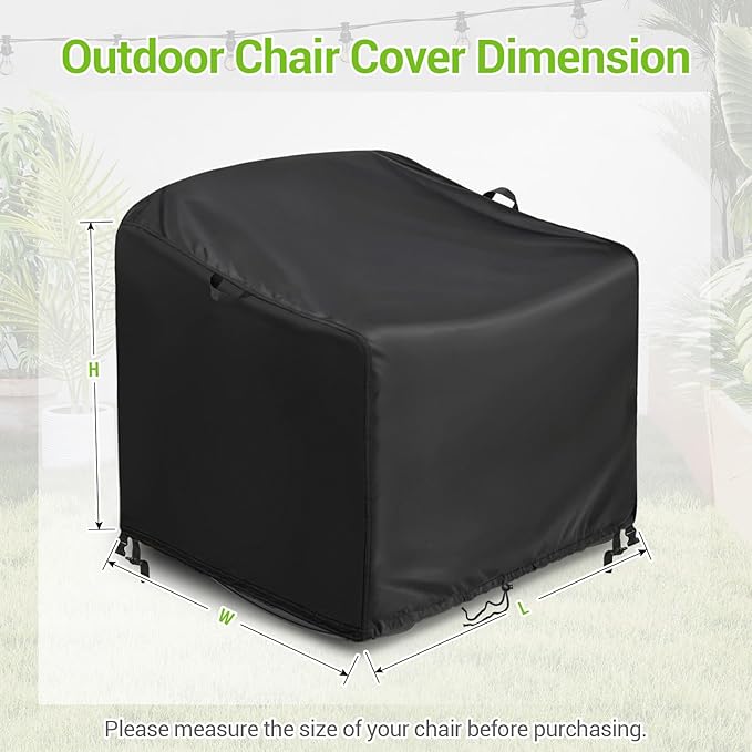 Kasla Patio Chair Cover, Waterproof Heavy Duty Cover for Outdoor Rocking Chair & Papasan Rocking Chair & Rattan Wicker Chair (Black, 44"L×38"W×30"H)