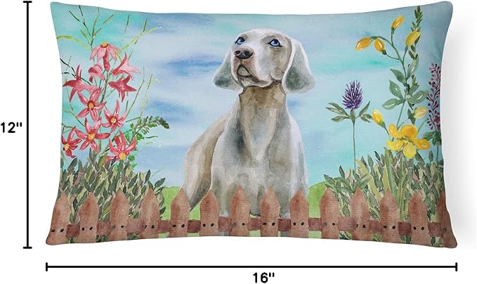Caroline's Treasures CK1236PW1216 Weimaraner Spring Canvas Fabric Decorative Pillow Machine Washable, Indoor Outdoor Decorative Pillow for Couch, Bed or Patio, 12HX16W