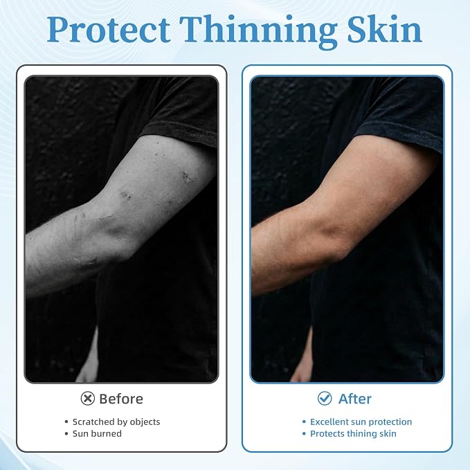 3 Pair Elderly Skin Thin Protector Arm Sleve Tone Fingerless Glove Bruise Abrasion Protective