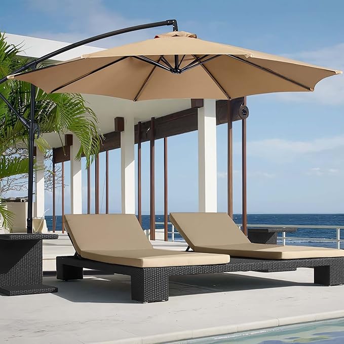 10ft 8 Ribs Patio Umbrella Canopy, Blue, UV30+, Water Repellent, Fade Resistant Polyester Fabric