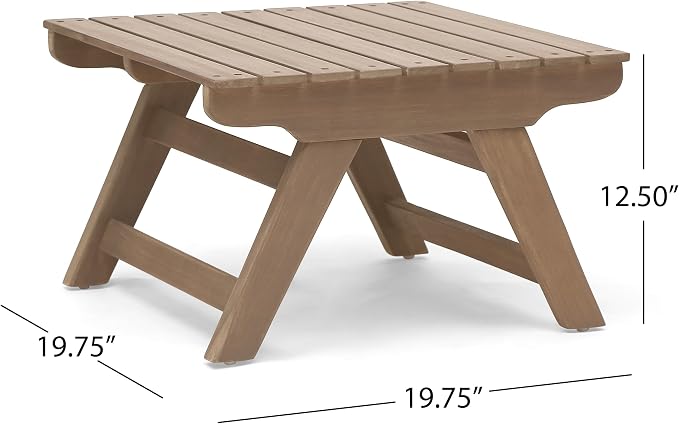Christopher Knight Home Outdoor Acacia Wood 6 Seater Chat Set with Side Table and Coffee Table, Gray and Dark Gray