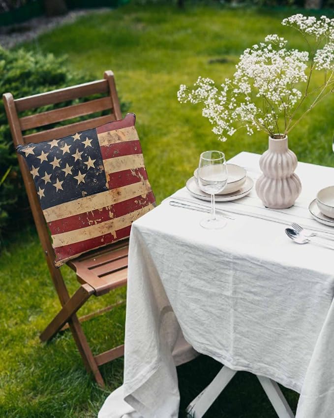 Outdoor Waterproof Throw Pillows Old Vintage American Flag Patriot Patio Pillows Pack of 2,Decorative Pillow Covers with Insert,Pillow Cushion Case for Garden Couch Sofa Stars and Stripes