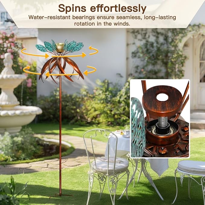 Wind Spinners for Yard and Garden, Wind Spinners Outdoor Large Metal, 77 inch Kinetic Wind Spinner & Wind Sculptures, Windmill Decor