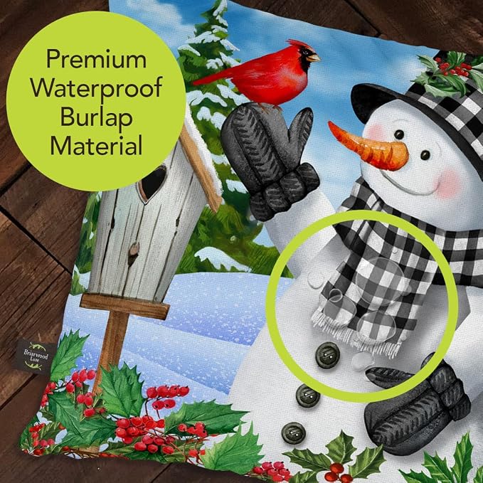 Briarwood Lane Winter Indoor/Outdoor Pillow 17x17 Checkered Snowman for Winter Pillow