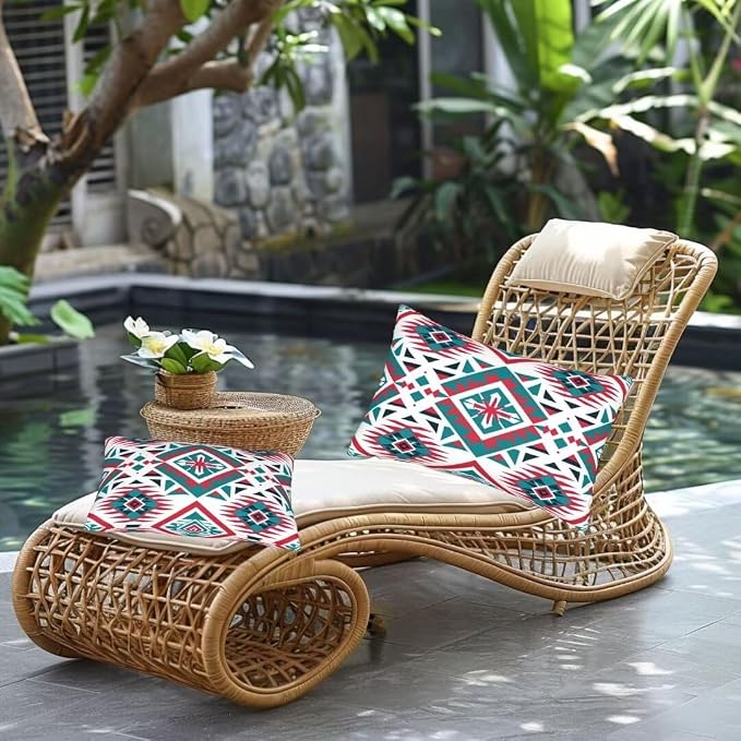 Outdoor Pillows Waterproof Set of 2 Outdoor Pillow Covers 16x24 Inch, Boho Throw Pillows Ethnic Pillow Covers, Summer Garden Decorative Pillows Outdoor Pillows for Patio Furniture Car Home Decor-hs207