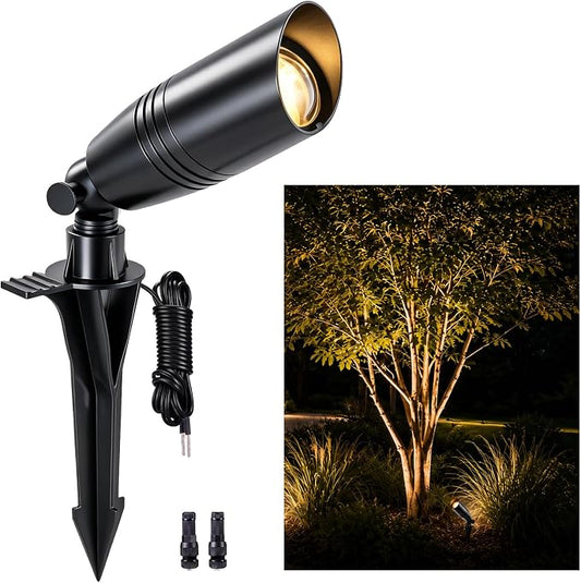 Low Voltage Landscape Lighting,Outdoor Spotlights 12V Uplights | IP65 Waterproof,Die-cast Aluminum,200°Adjustable,Without MR16 Bulb,Heavy Duty Spot Light for Tree Garden Yard Pathway,1Pack
