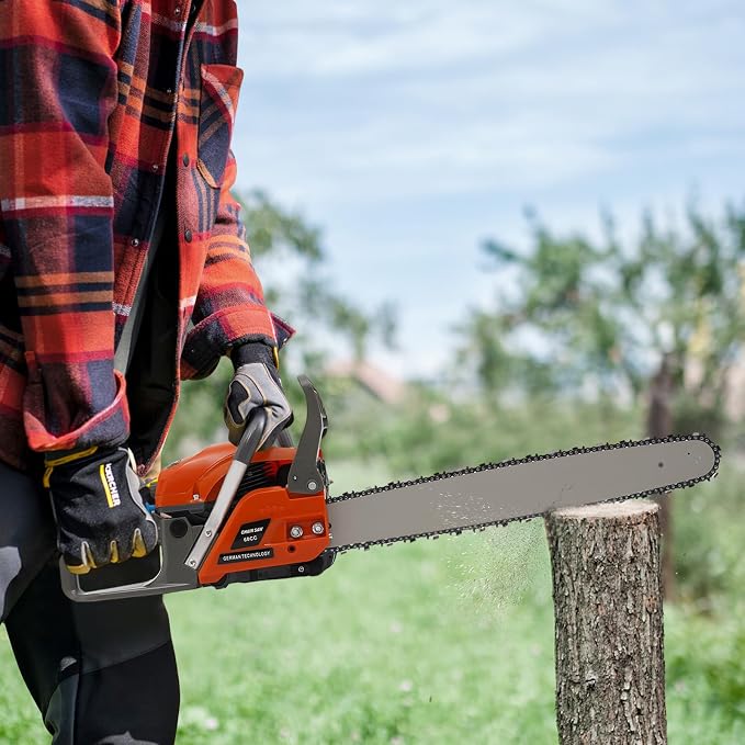 Handheld Cordless Petrol Chain Saw,Single Cylinder Air-cooled 2-Stroke Gas Powered Chainsaw with 18.6OzFuel Tank,60cc Gasoline Chainsaw Power Head for Garden Pruning,Forest Logging,Chopping Wood