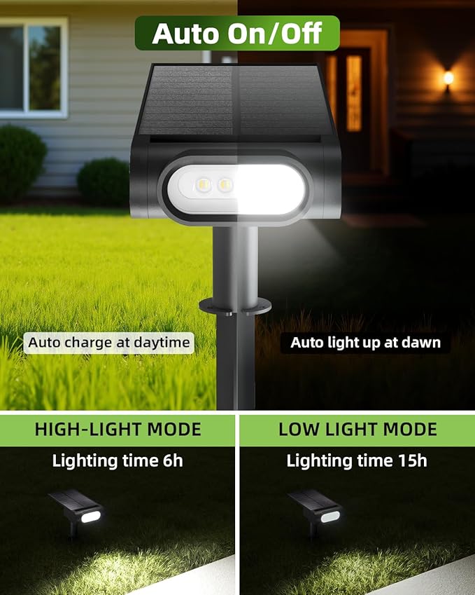 RGB Christmas Solar Spot Lights Outdoor, 12 RGB Color Modes Landscape Light Waterproof IP67 with Remote Control, 2-in-1 Color Changing RGB/Cool/Warm White for Yard Garden Garden (6 Pack)