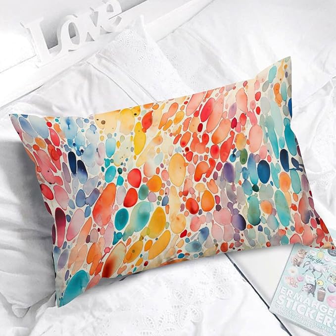 Make It Rain Fiesta Lumbar Pillowcases Rainbow Colorful Pillow Covers 16x26in Farmhouse Accent Outdoor Garden Decoration for for Home Indoor Sofa Couch Decor
