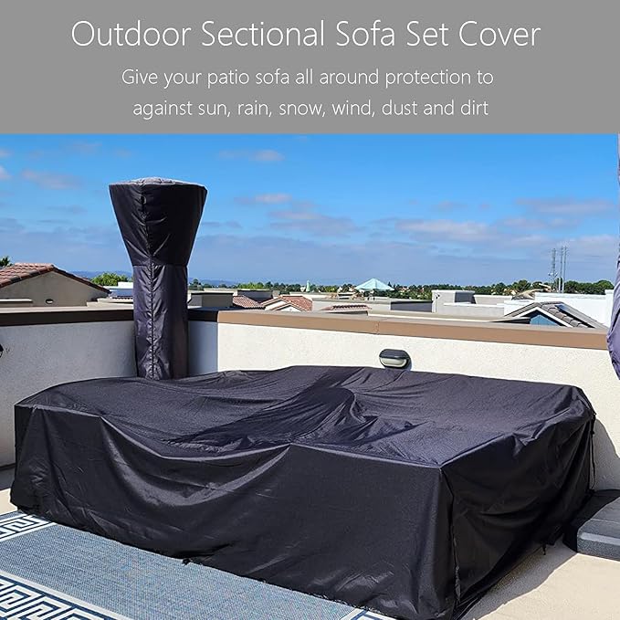 Patio Dining Table Sets Cover, Outdoor Dining Furniture Set Cover for Table with 6-8 Chairs, Patio Furniture Set Cover for 4-Piece Conversation Set, Waterproof and Windproof, 78" L× 62" W× 30" H