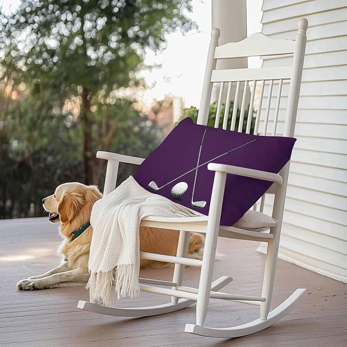 Vandarllin Outdoor Throw Pillows Covers 20x12 inch Set of 2 Waterproof Golf Ball Club Decorative Zippered Cushion Covers for Patio Furniture, Game Sports Purple Lumbar Pillowcases
