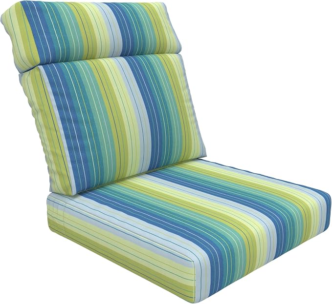 Covers & All Sunbrella Outdoor Cushions, High Back Outdoor Chair Cushions with Supportive Foam Seat and Poly Fill Back, Made with Waterproof, Stain & Fade Resistant Sunbrella Fabric for Patio Chairs