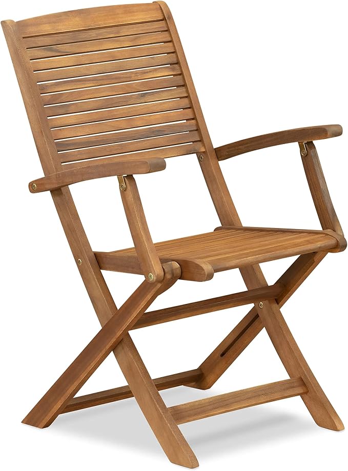 East West Furniture AEHD5CANA 5 Piece Patio Dining Set Consist of a Rectangle Outdoor Acacia Wood Dining Table and 4 Folding Arm Chairs, 36x60 Inch, Natural Oil