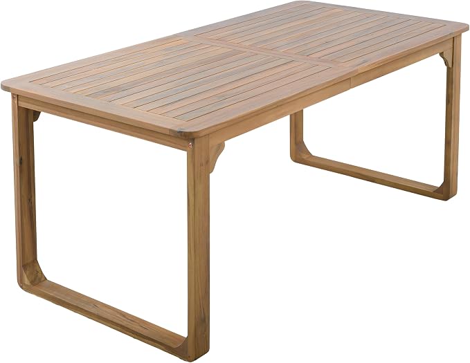 Christopher Knight Home Trazy Acacia Wood Outdoor Dining Set for 6, Patio Dining Table Set for 6, Outdoor Dining Table and Sled Base, Dining Chairs with Cushion + Rope Backrest, Teak + Brown + Beige