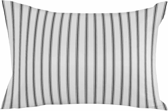 Outdoor Waterproof Throw Pillow Covers Set of 2 Black Stripe Lumbar Pillowcases 20x12 Inches Vertical Striped Patio Decorative Pillows Cushion Case Patio Pillows for Couch Bed Chair Garden
