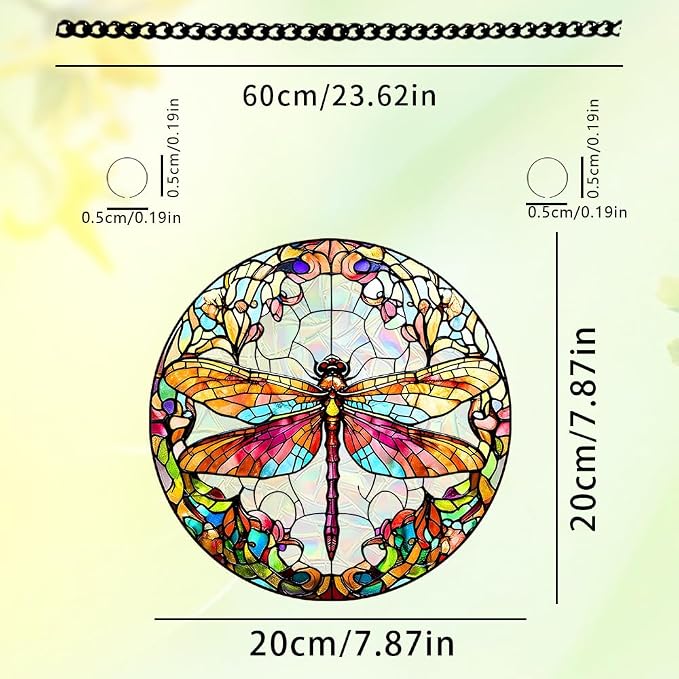 Acrylic Suncatcher Window Hanging, Dragonfly Sun Catcher Rainbow Indoor Window Decoration for Living Room Bedroom, Unique Gift for Mom Wife & Friends, 7.87 x 7.87 inches (I134)