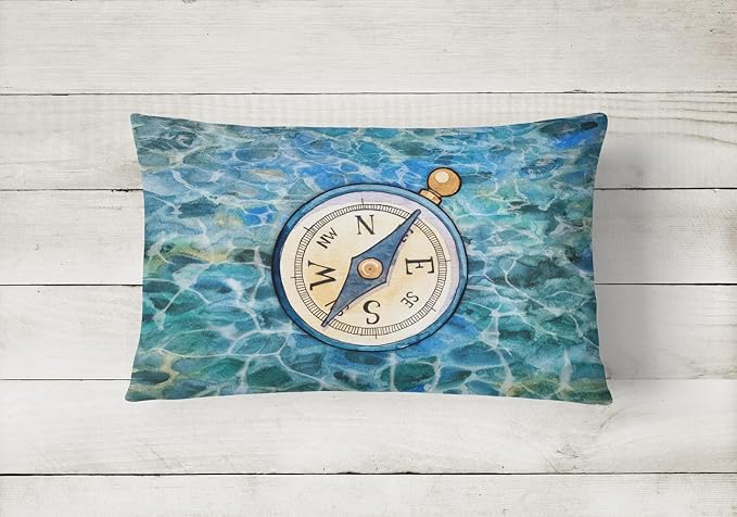 Caroline's Treasures BB5347PW1216 Compass Canvas Fabric Decorative Pillow Machine Washable, Indoor Outdoor Decorative Pillow for Couch, Bed or Patio, 12HX16W