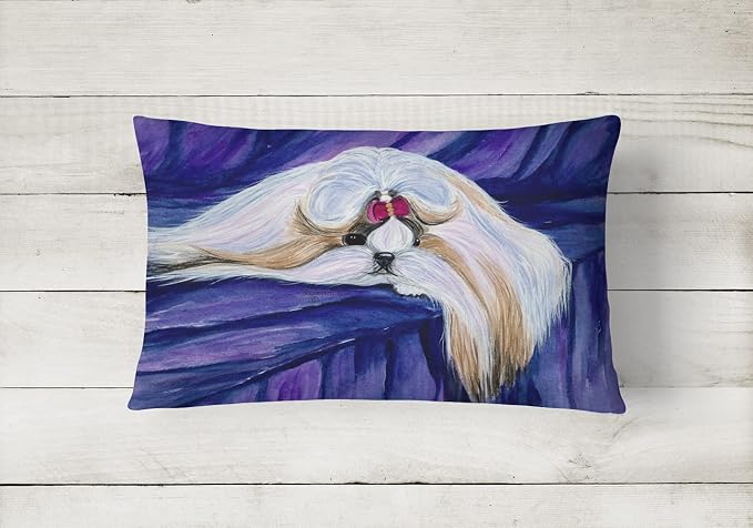 Caroline's Treasures SS8605PW1216 Shih Tzu Canvas Fabric Decorative Pillow Machine Washable, Indoor Outdoor Decorative Pillow for Couch, Bed or Patio, 12HX16W