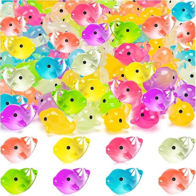 68PCS Luminous Mini Resin Dolphins Tiny Dolphin for Micro Garden | Tiny Dolphin Figurines Glow in The Dark, Cute Miniature Dolphins Animal Statues, Landscape Aquarium Birthday Hidden Game