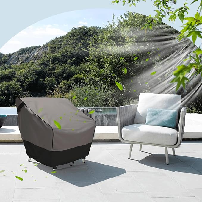 FORSPARK Waterproof Patio Chair Cover, Heavy-Duty Outdoor Chair Covers 2-Pack, Universal Fit for Lawn Furniture, Fits up to 35”W x 38”D x 31”H, Grey