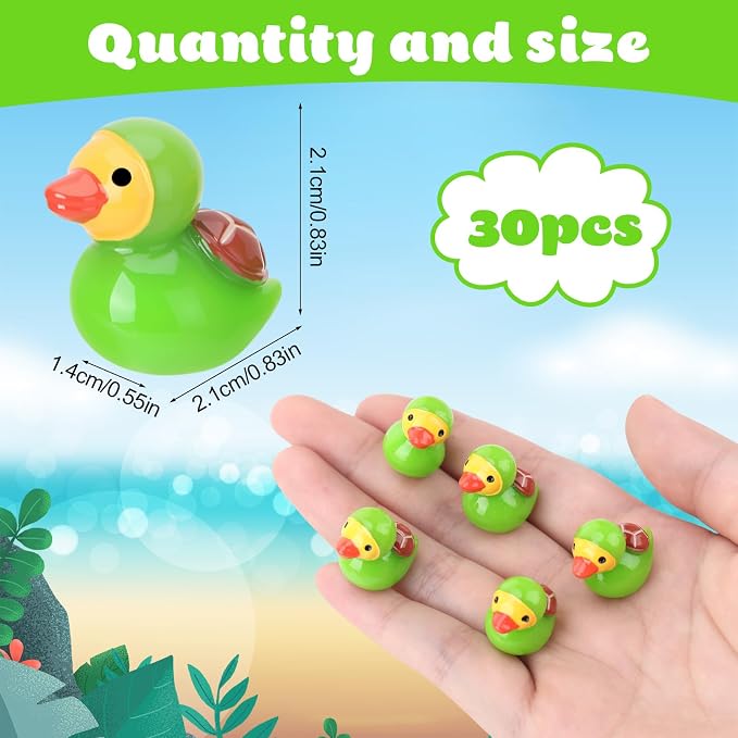 30 Pcs Turtle Ducks, Mini Turtle Resin Ducks Bulk, Cute Toy Figures for Birthday Party Favors Landscape Decorations (Turtle Duck)