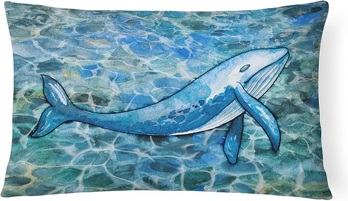 Caroline's Treasures BB5353PW1216 Humpback Whale Canvas Fabric Decorative Pillow Machine Washable, Indoor Outdoor Decorative Pillow for Couch, Bed or Patio, 12HX16W
