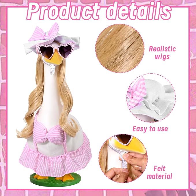 JcHrmers Bikini Goose Outfit Summer Porch Goose Outfits Hawaiian Lawn Goose Clothes Fits 23" Cement Plastic Goose Statue for Summer Outdoor Garden Yard Patio Art Decor